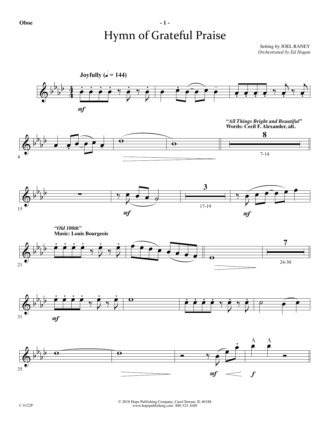 Download Joel Raney Hymn Of Grateful Praise - Oboe Sheet Music