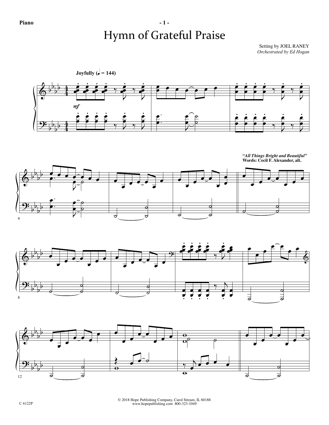 Download Joel Raney Hymn Of Grateful Praise - Piano Sheet Music