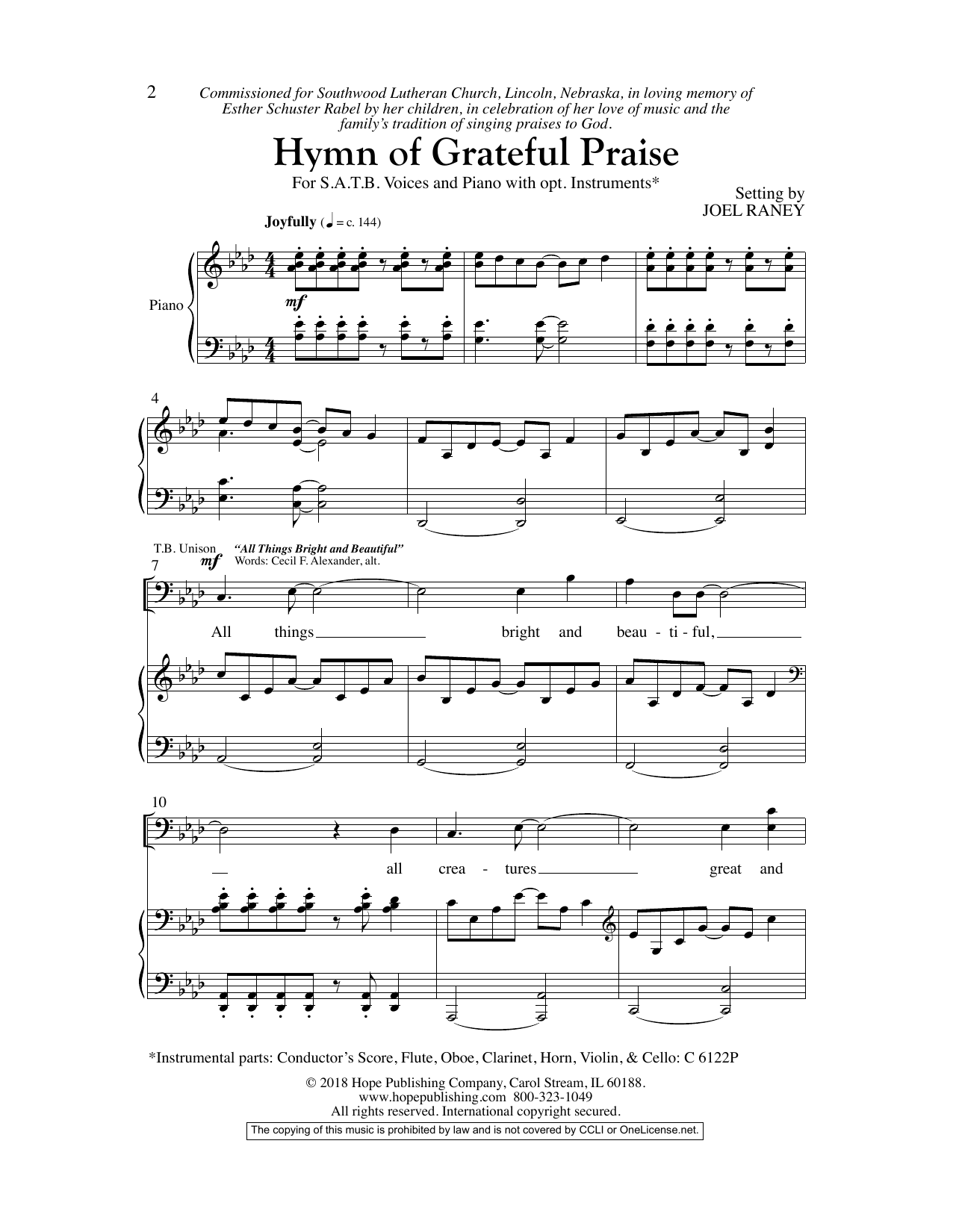 Download Joel Raney Hymn Of Grateful Praise Sheet Music