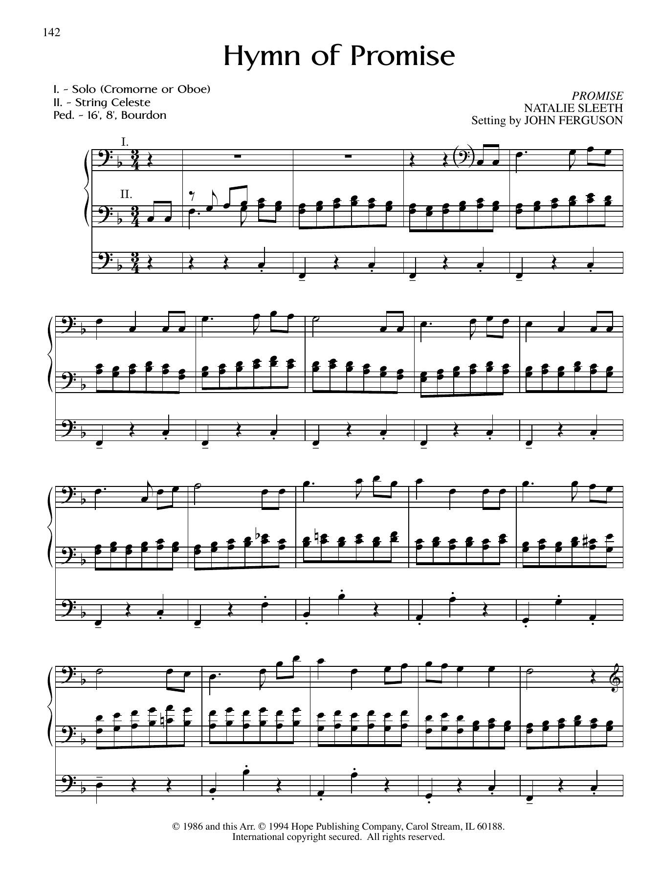 Download JOHN FERGUSON Hymn of Promise Sheet Music