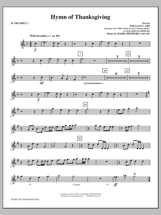 Download Mark Shepperd Hymn Of Thanksgiving - Bb Trumpet 1 Sheet Music