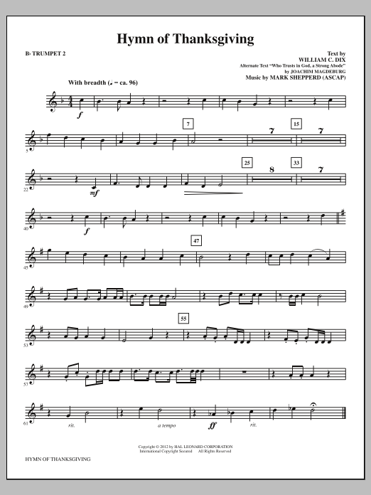 Download Mark Shepperd Hymn Of Thanksgiving - Bb Trumpet 2 Sheet Music