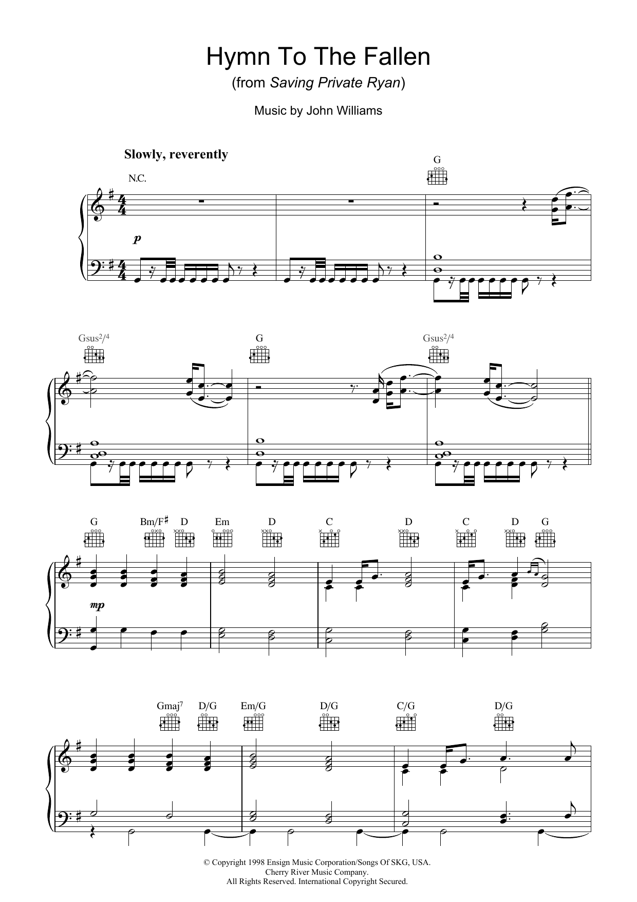Download John Williams Hymn To The Fallen (from Saving Private Sheet Music