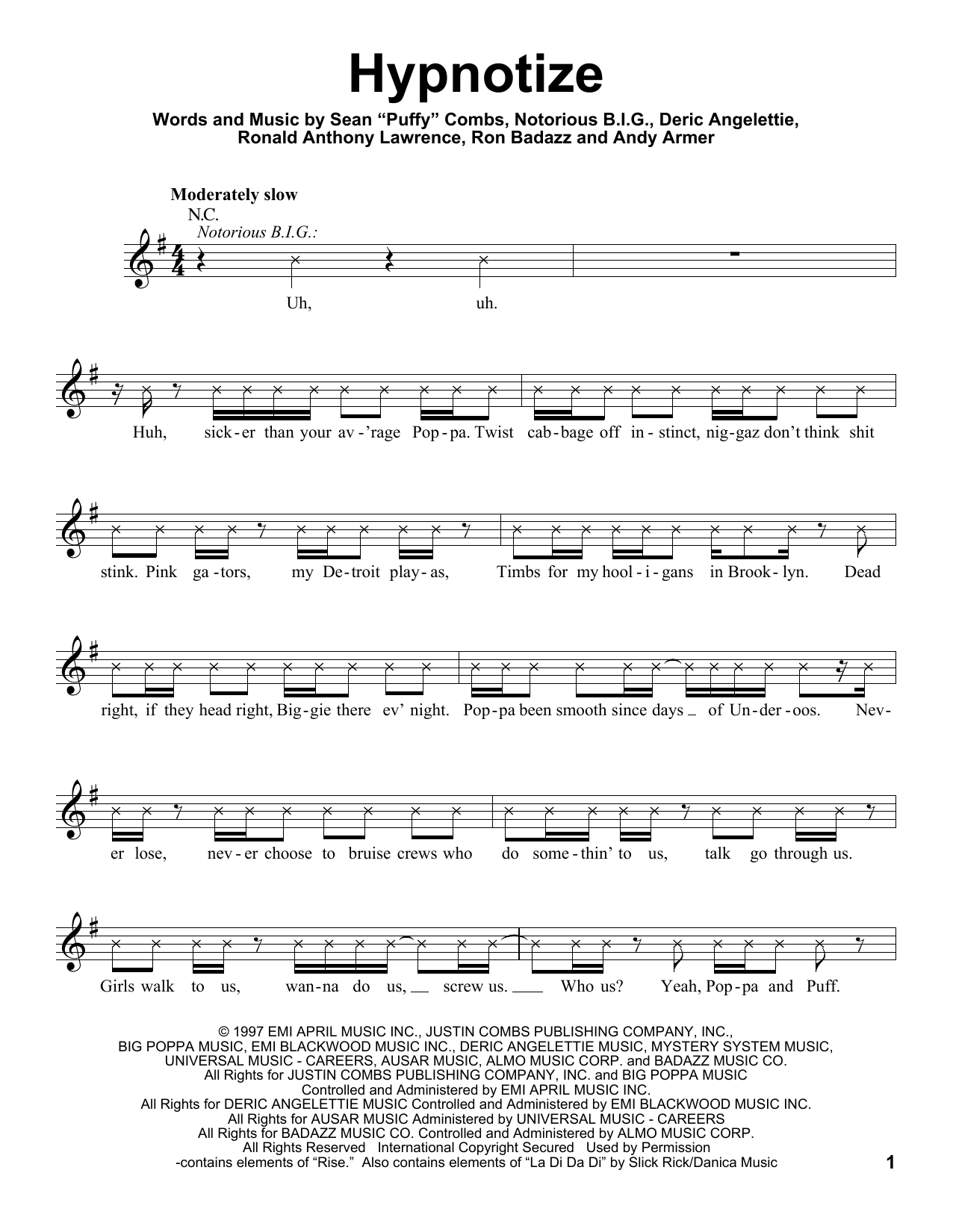 Download The Notorious B.I.G. Hypnotize Sheet Music