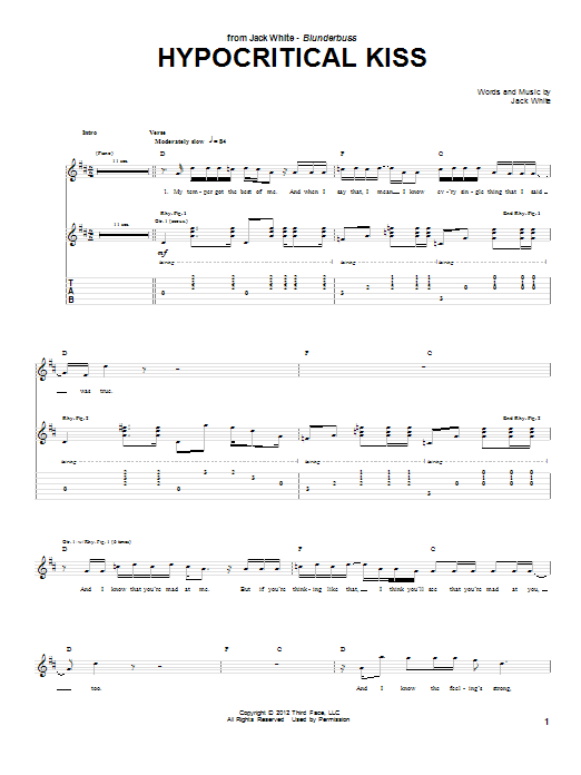 Download Jack White Hypocritical Kiss Sheet Music