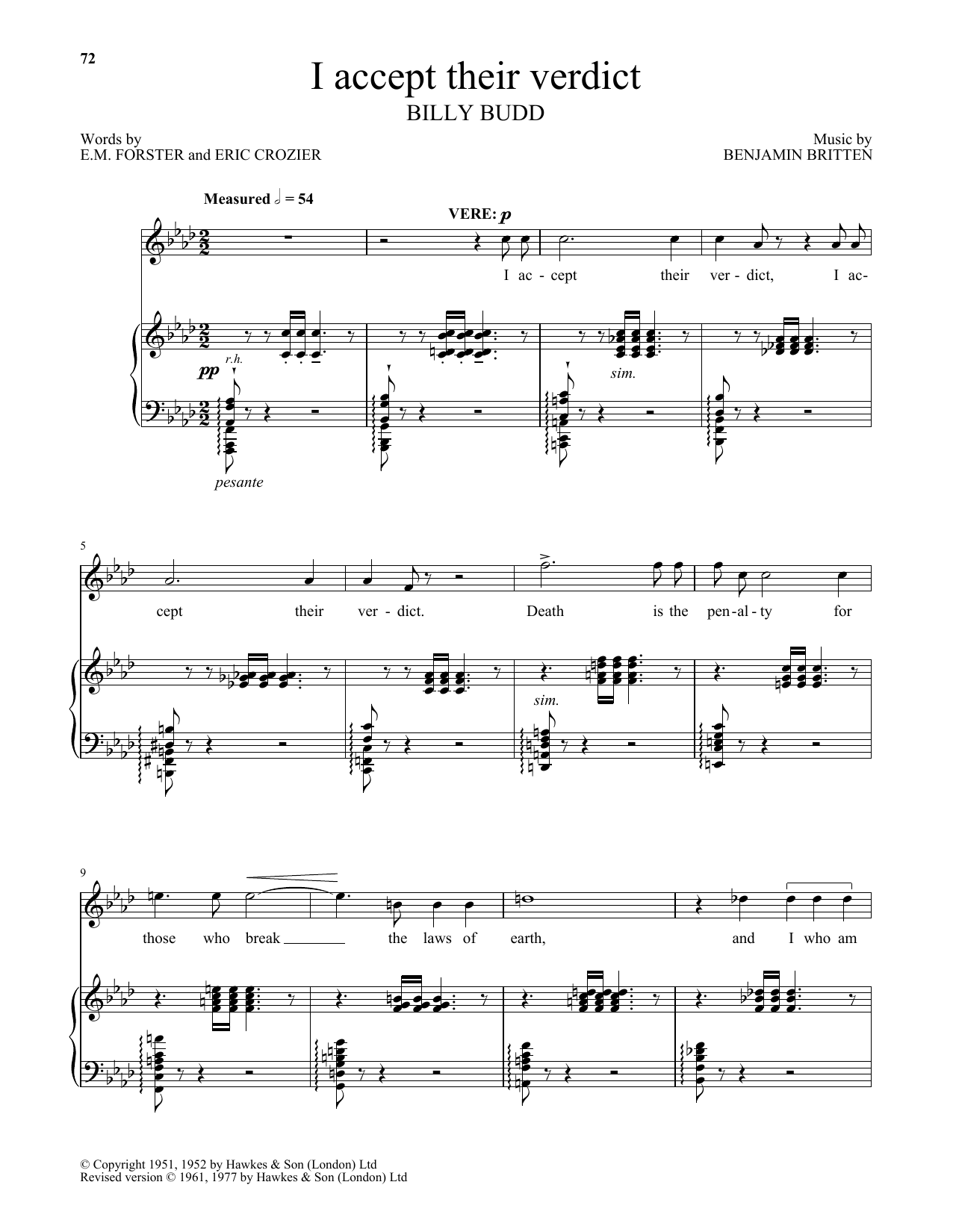 Download Benjamin Britten I accept their verdict (from Billy Budd Sheet Music