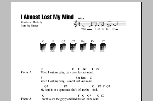 Download Ivory Joe Hunter I Almost Lost My Mind Sheet Music