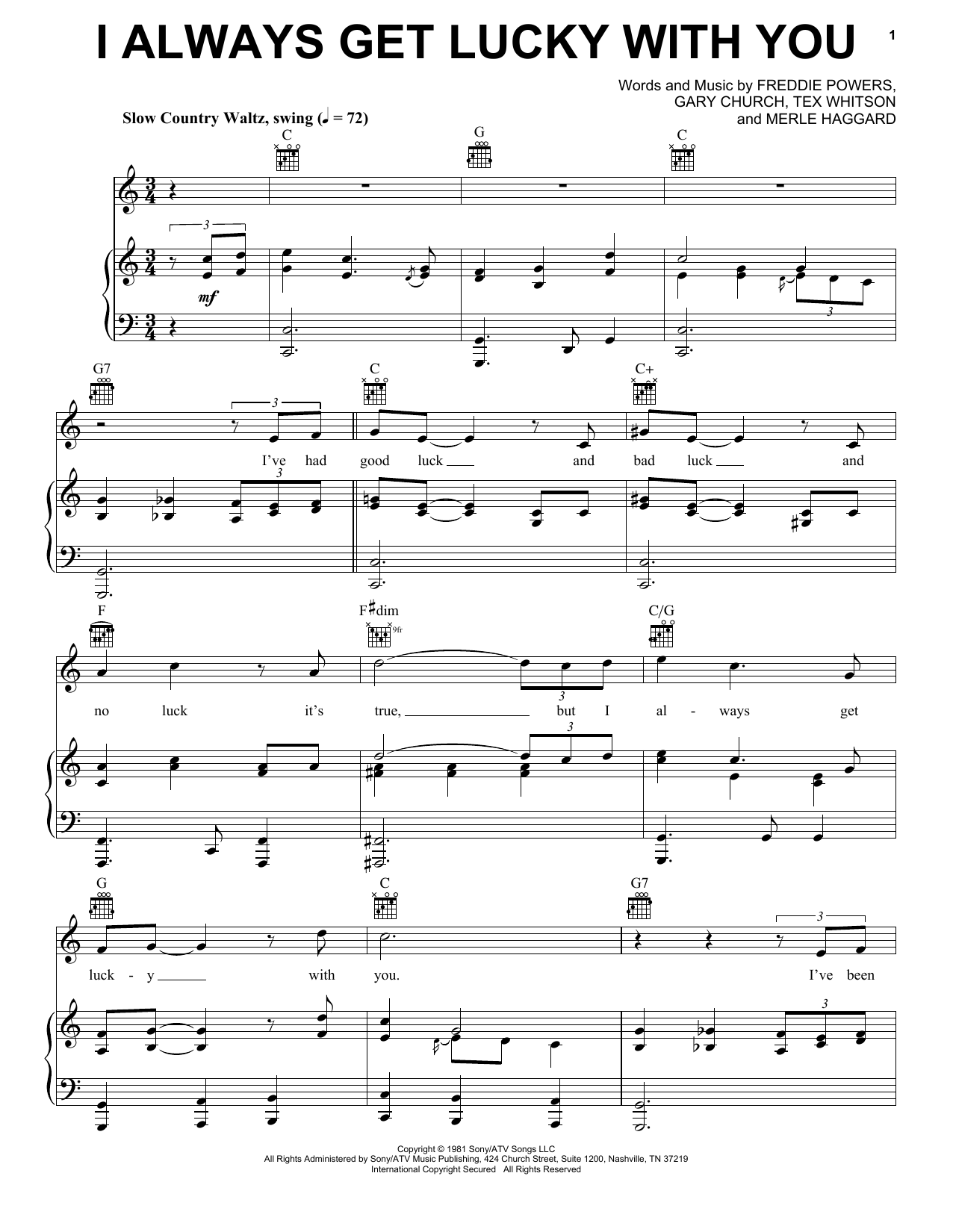 Download George Jones I Always Get Lucky With You Sheet Music