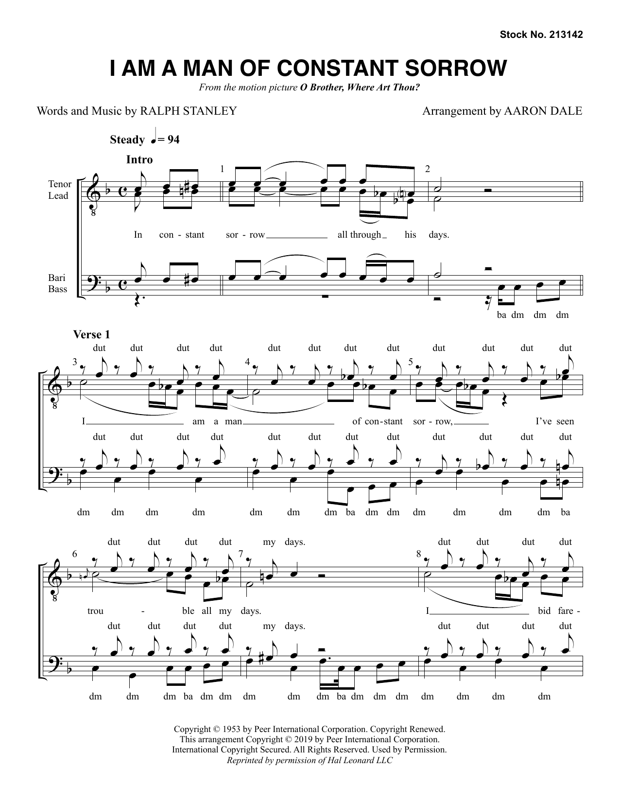 Download Ralph Stanley I Am A Man Of Constant Sorrow (arr. Aar Sheet Music