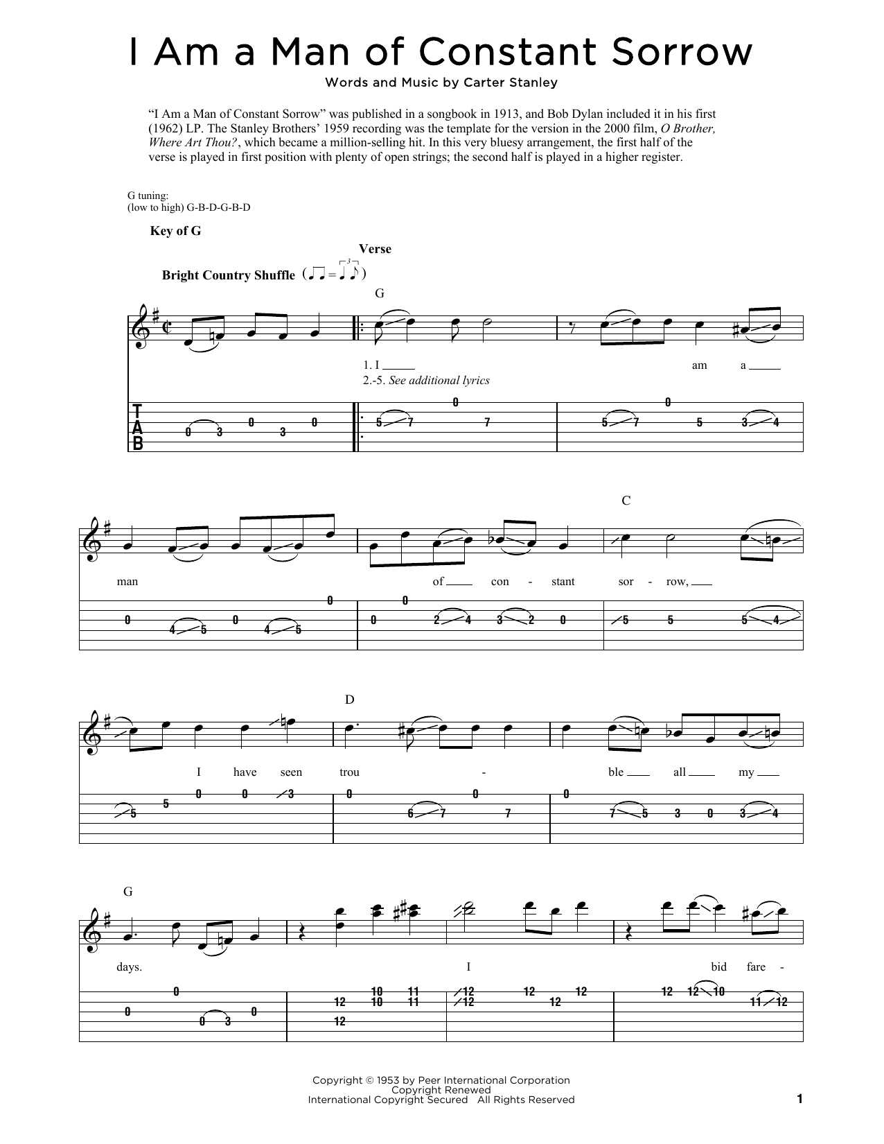 Download The Soggy Bottom Boys I Am A Man Of Constant Sorrow Sheet Music