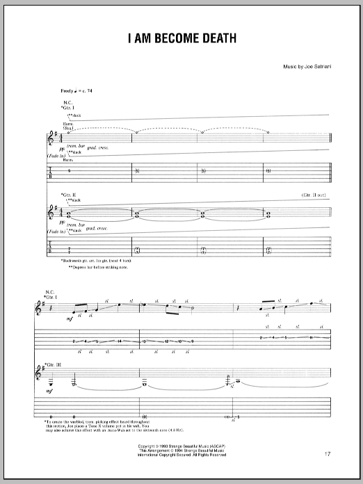 Download Joe Satriani I Am Become Death Sheet Music