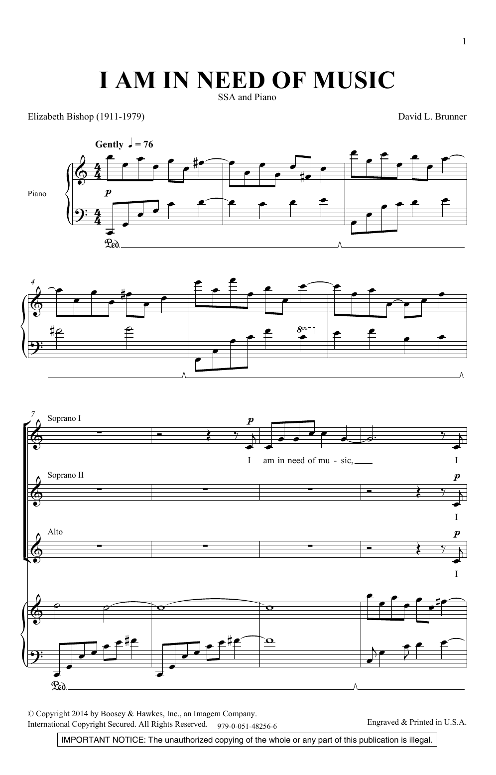 Download David Brunner I Am In Need Of Music Sheet Music