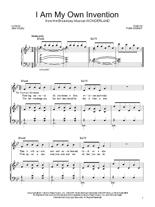 Download Frank Wildhorn I Am My Own Invention Sheet Music