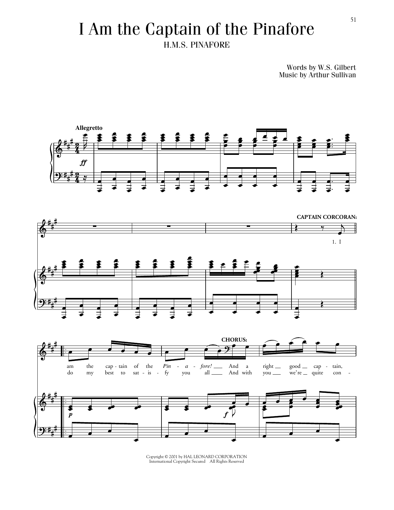 Gilbert & Sullivan I Am The Captain Of The Pinafore sheet music notes printable PDF score