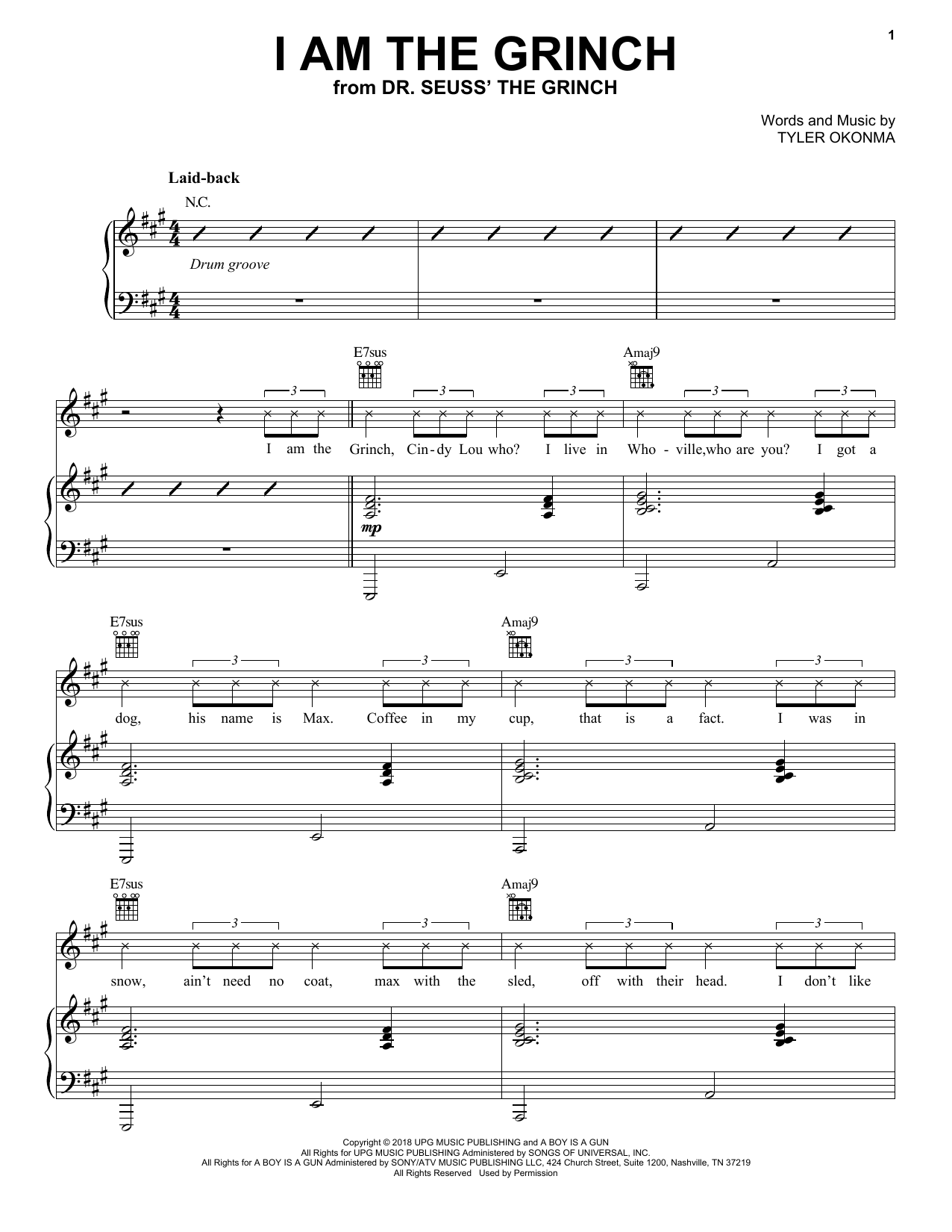 Download Tyler, The Creator I Am The Grinch (from The Grinch) Sheet Music