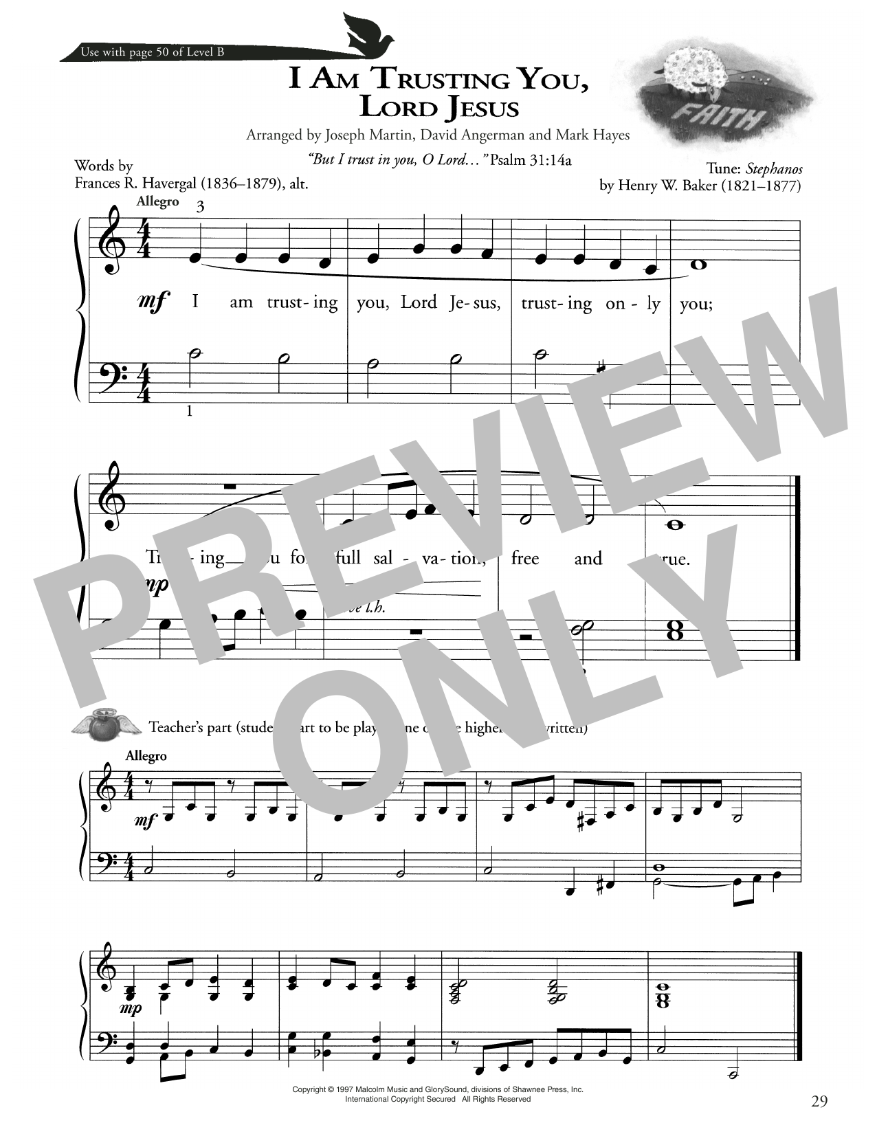 Download Henry W. Baker I Am Trusting You, Lord Jesus Sheet Music