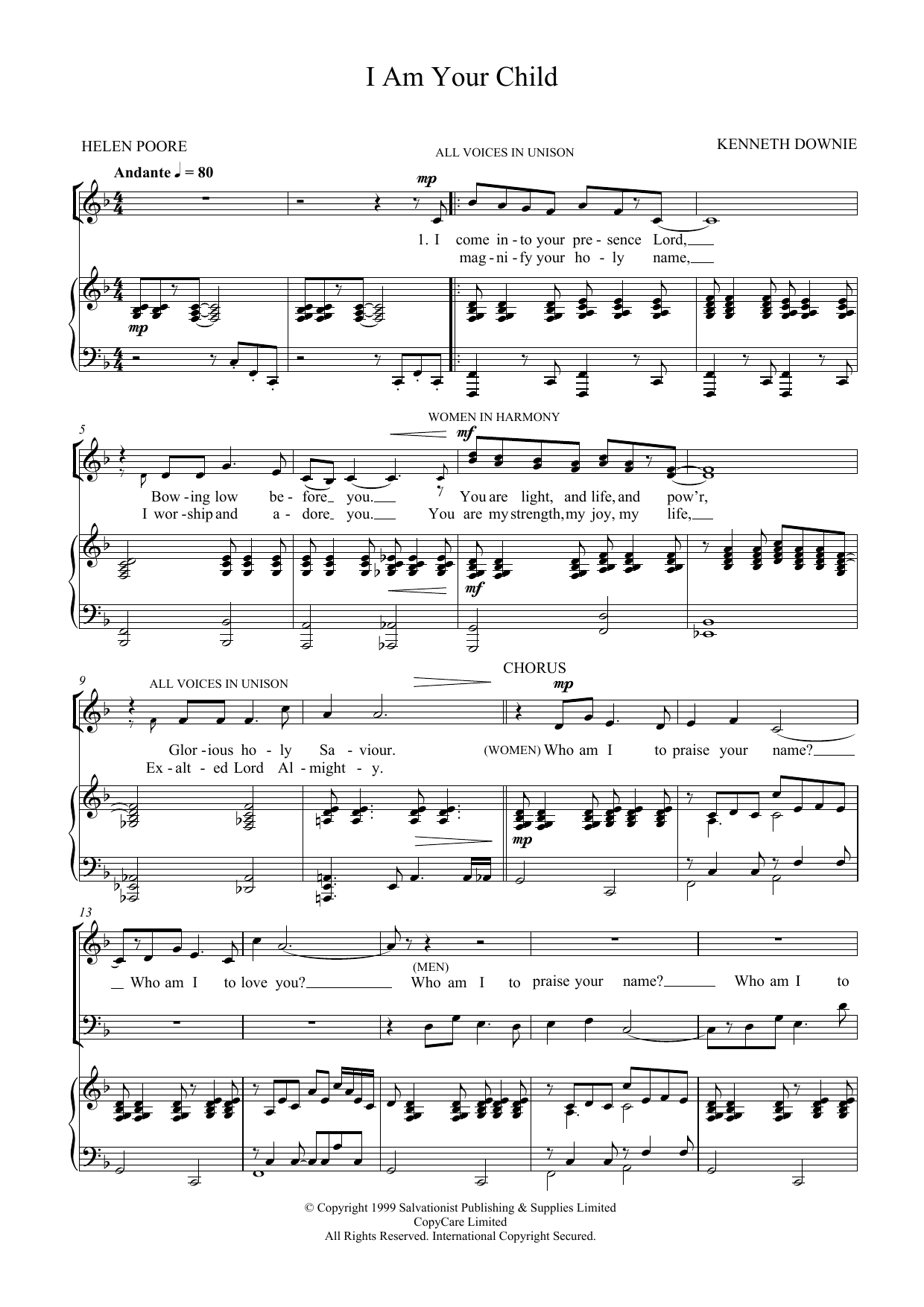 Download The Salvation Army I Am Your Child Sheet Music