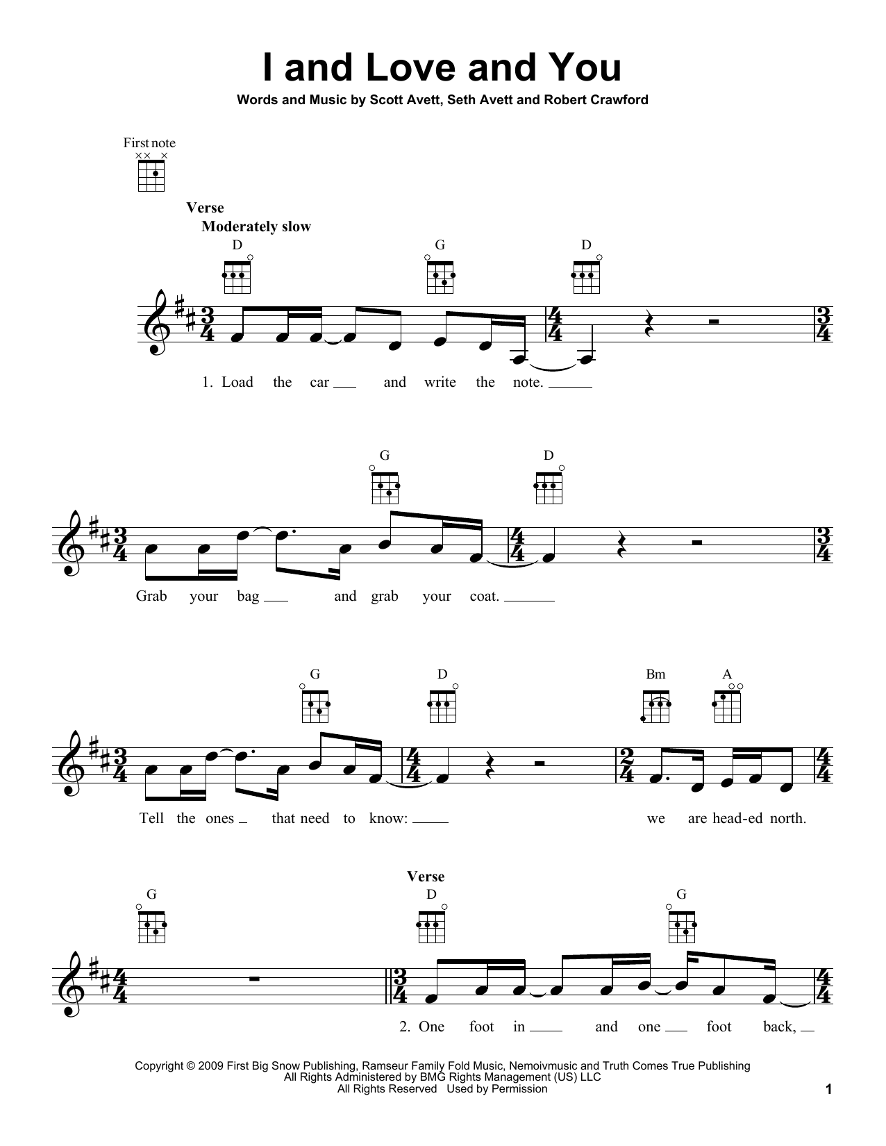 Download The Avett Brothers I And Love And You Sheet Music