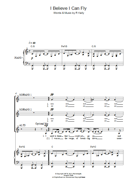 Download R. Kelly I Believe I Can Fly Sheet Music