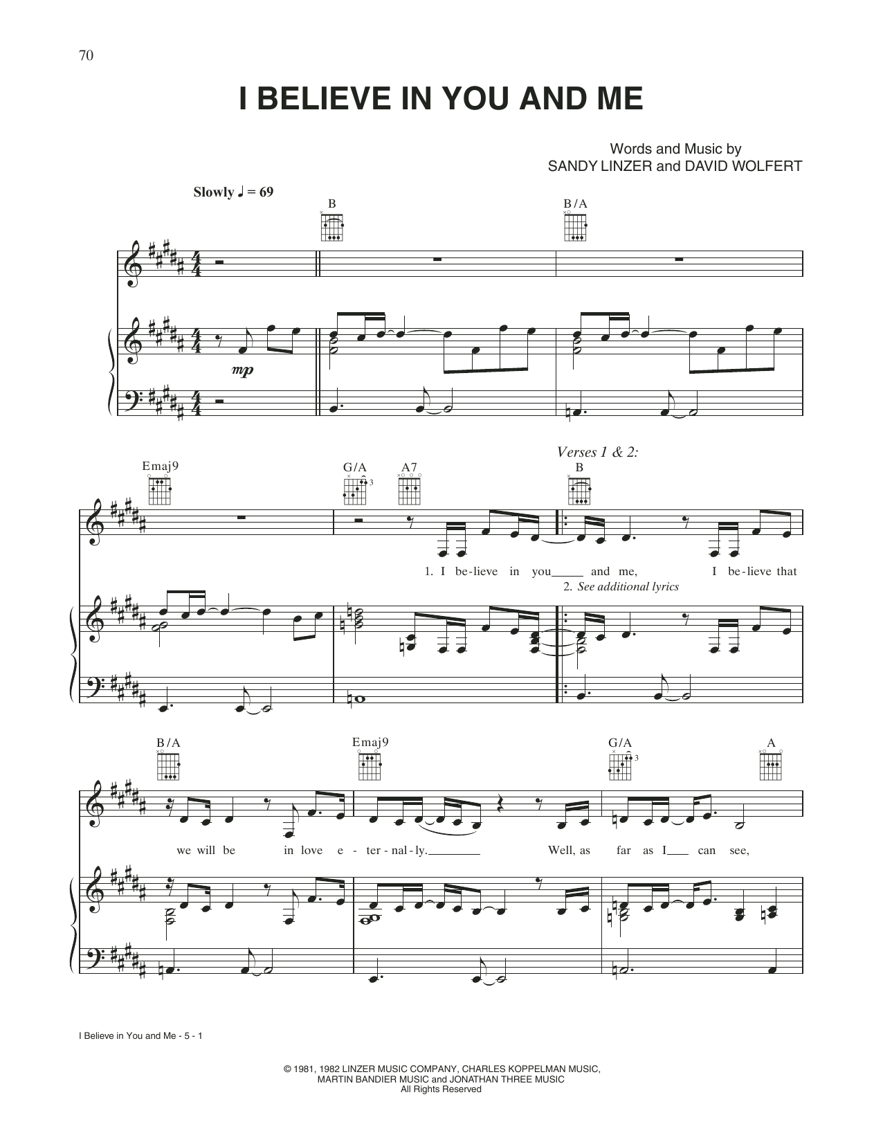 Download Whitney Houston I Believe In You And Me (from The Preac Sheet Music