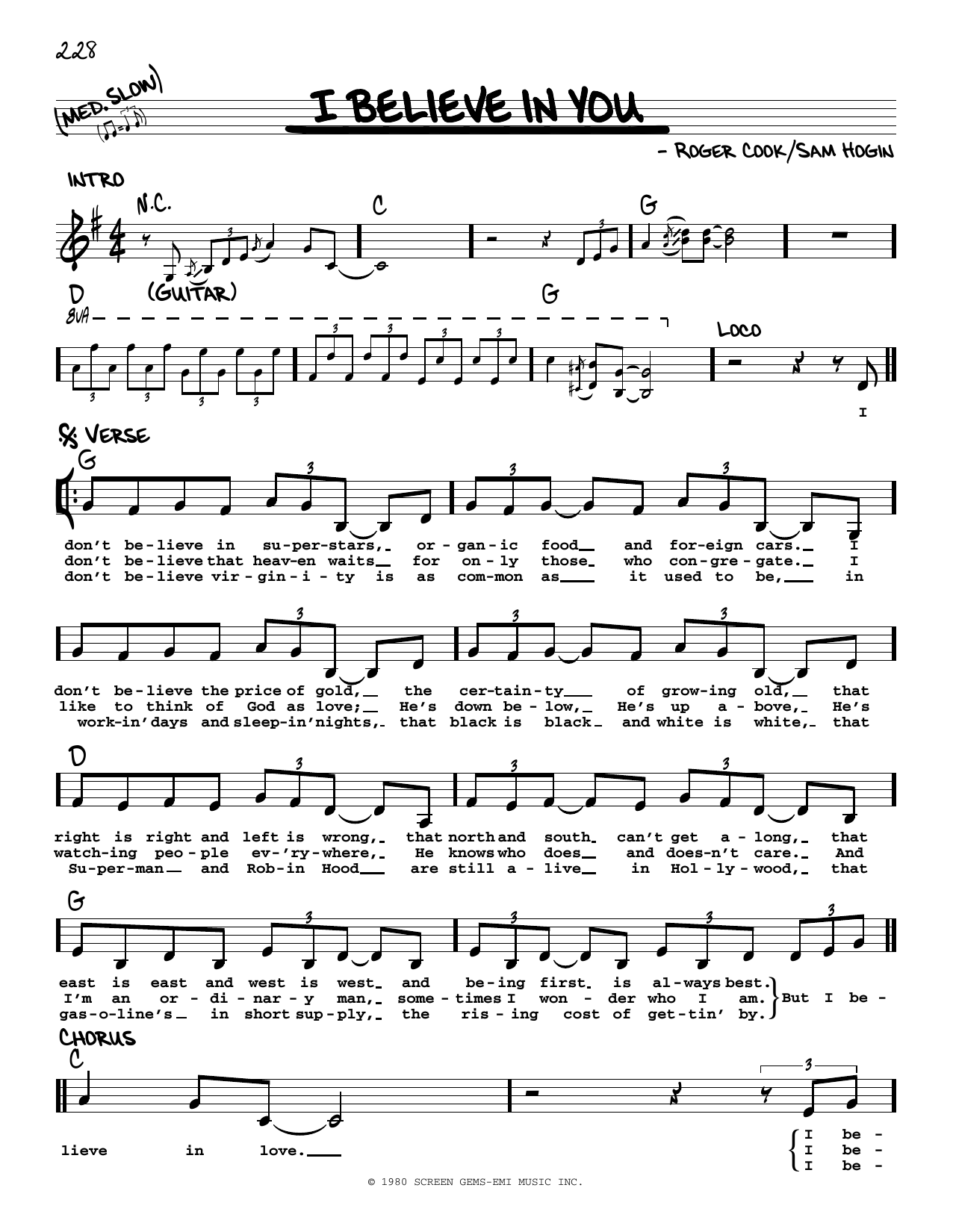 Download Don Williams I Believe In You Sheet Music