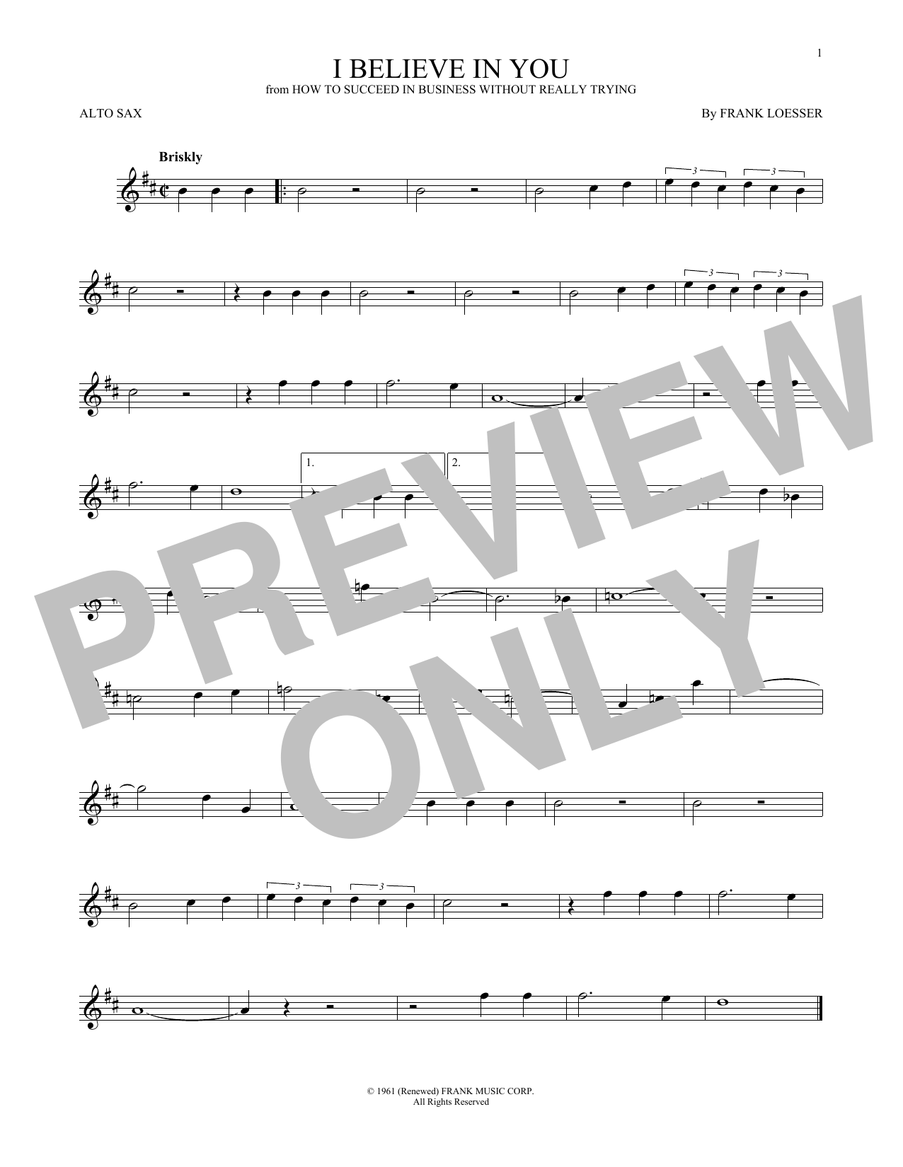 Download Frank Loesser I Believe In You Sheet Music