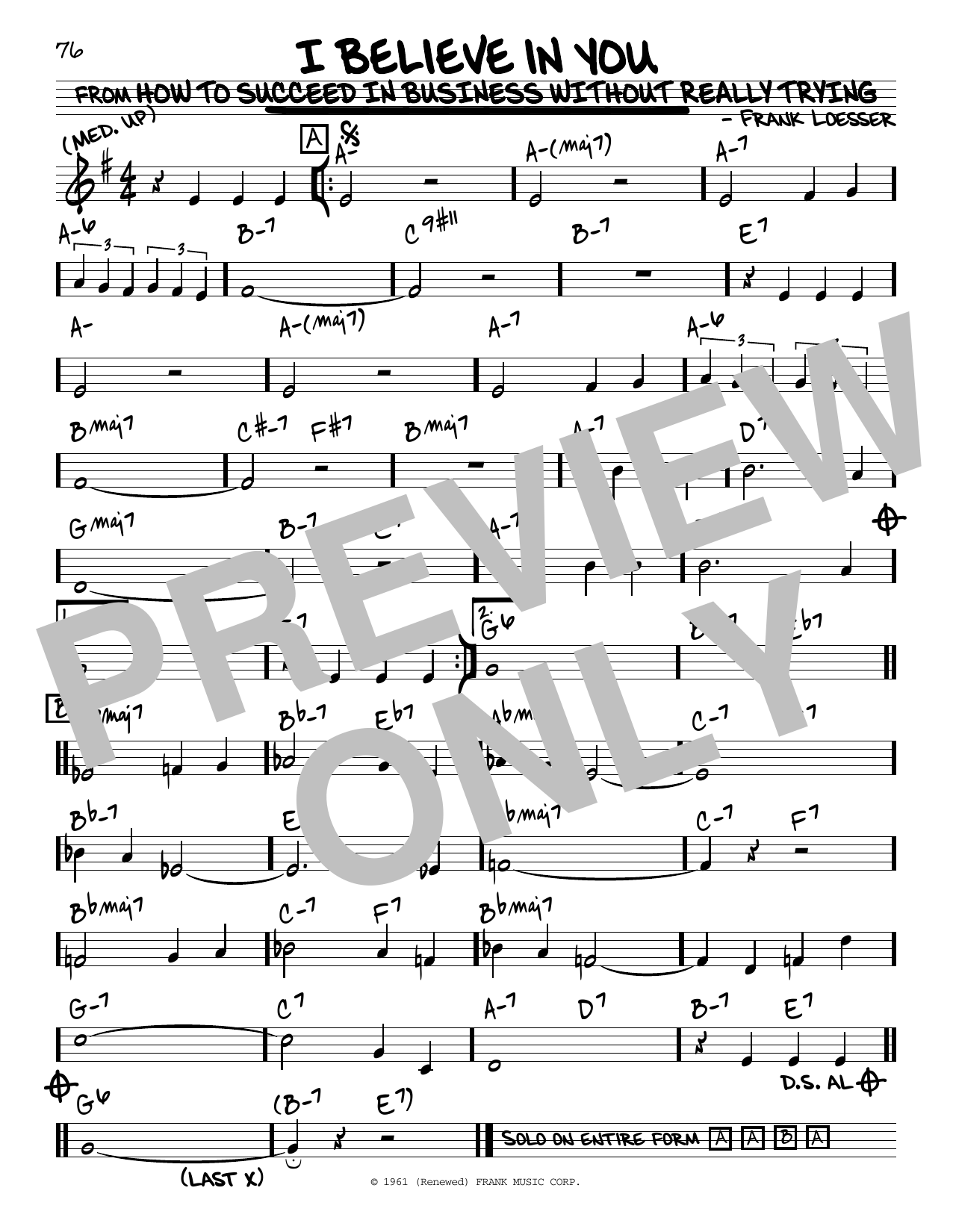 Download Frank Loesser I Believe In You Sheet Music