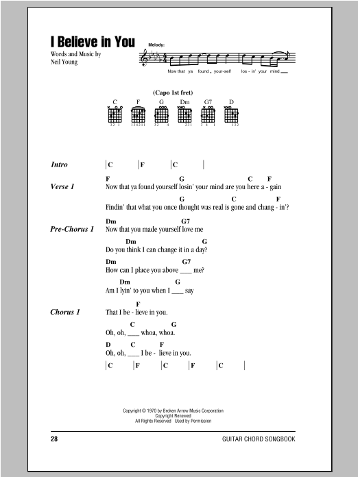 Download Neil Young I Believe In You Sheet Music