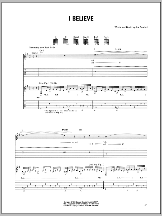 Download Joe Satriani I Believe Sheet Music