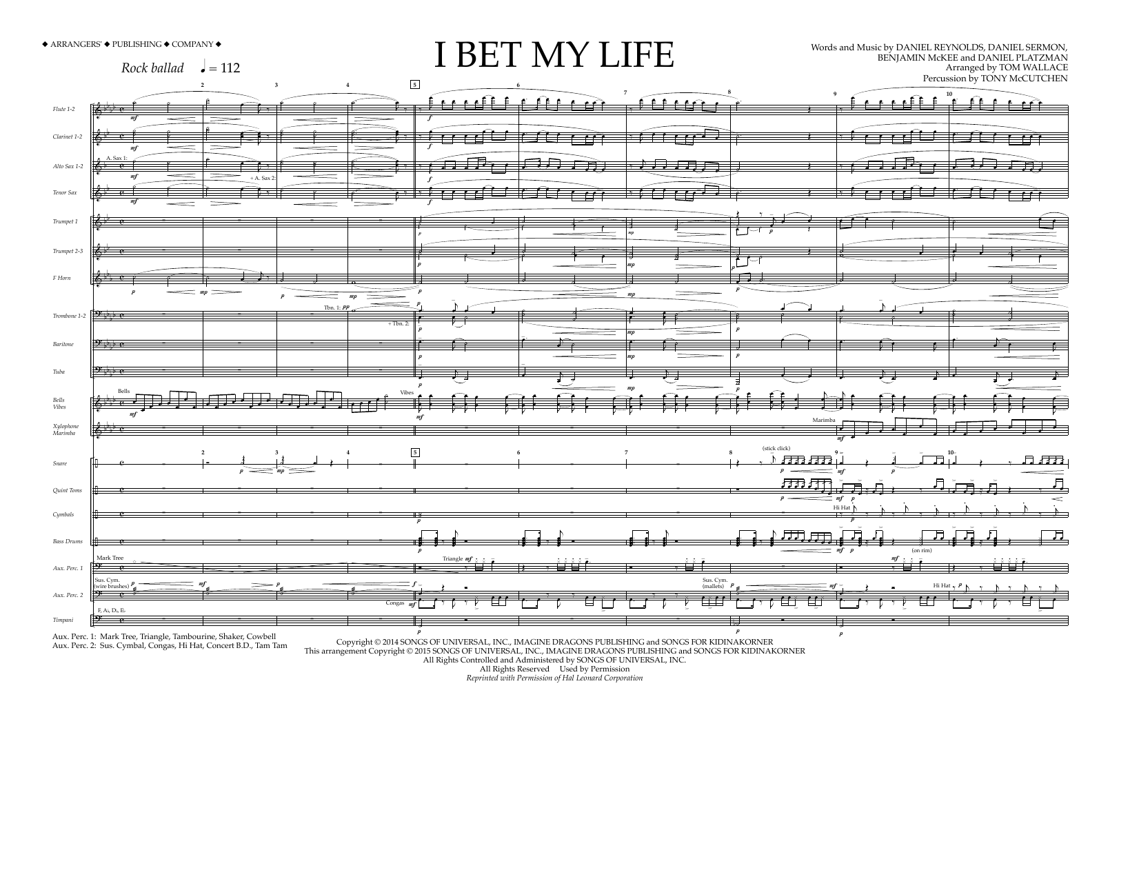 Download Tom Wallace I Bet My Life - Full Score Sheet Music