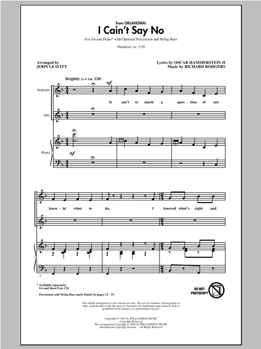 Download Rodgers & Hammerstein I Cain't Say No (from Oklahoma!) (arr. Sheet Music