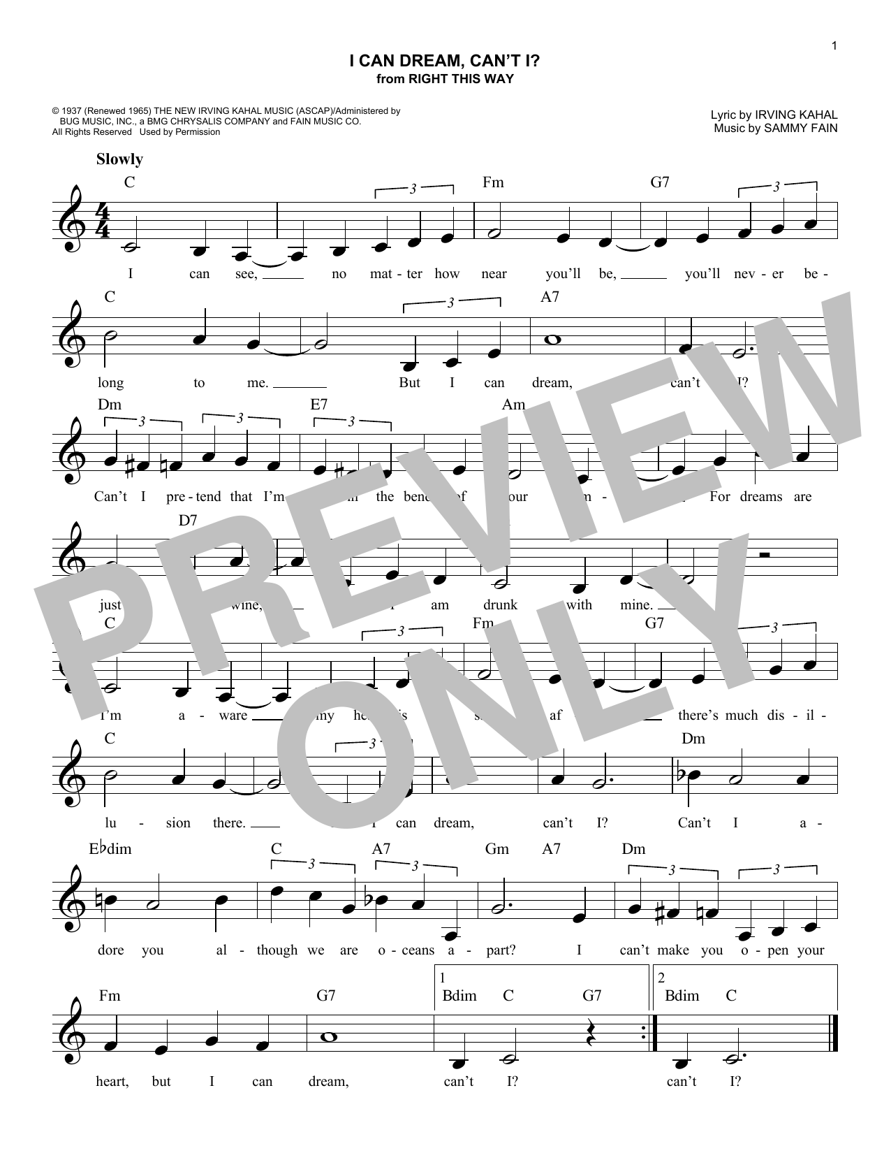 Download The Andrews Sisters I Can Dream, Can't I? (from Right This Sheet Music