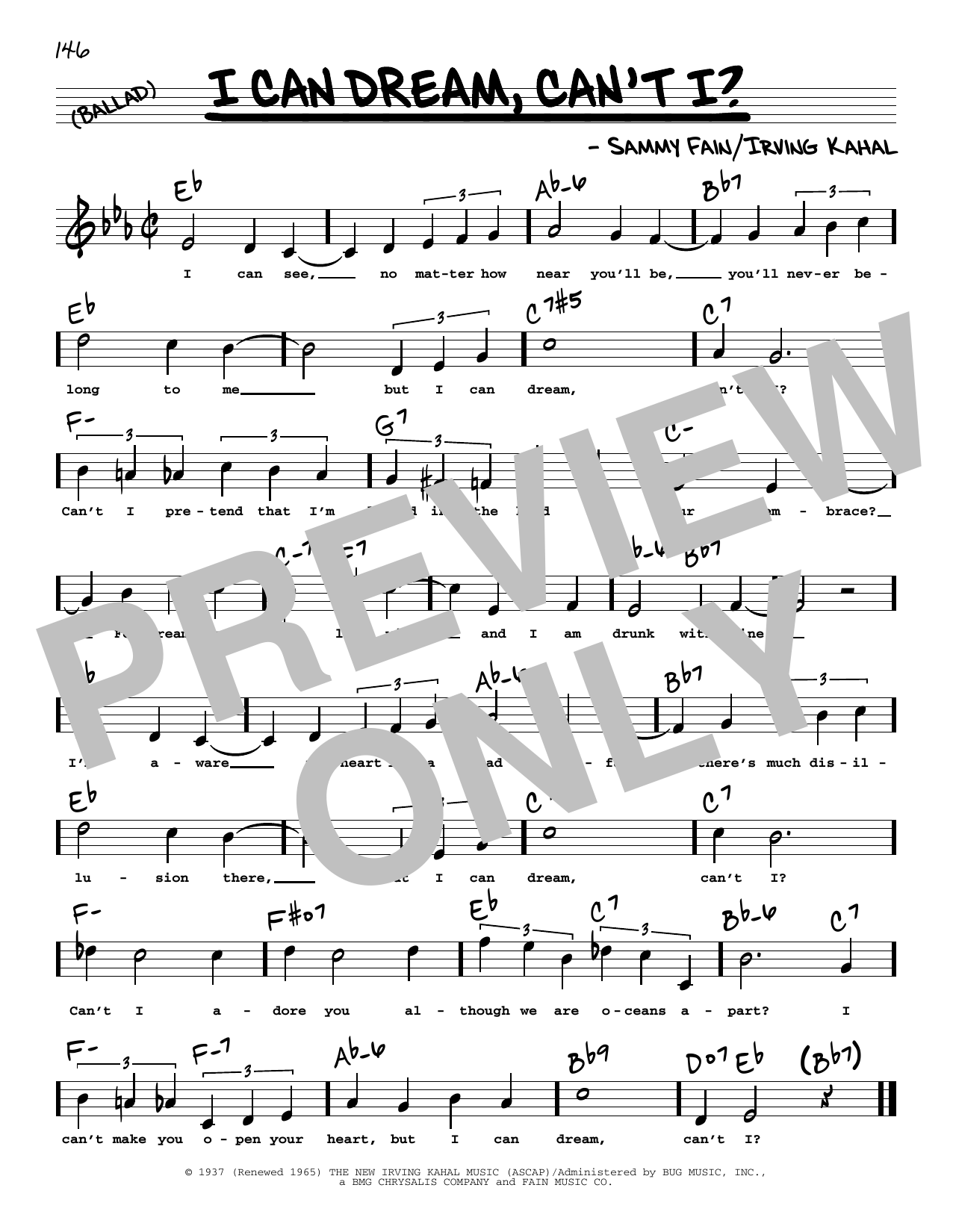 Download Sammy Fain I Can Dream, Can't I? (High Voice) (fro Sheet Music