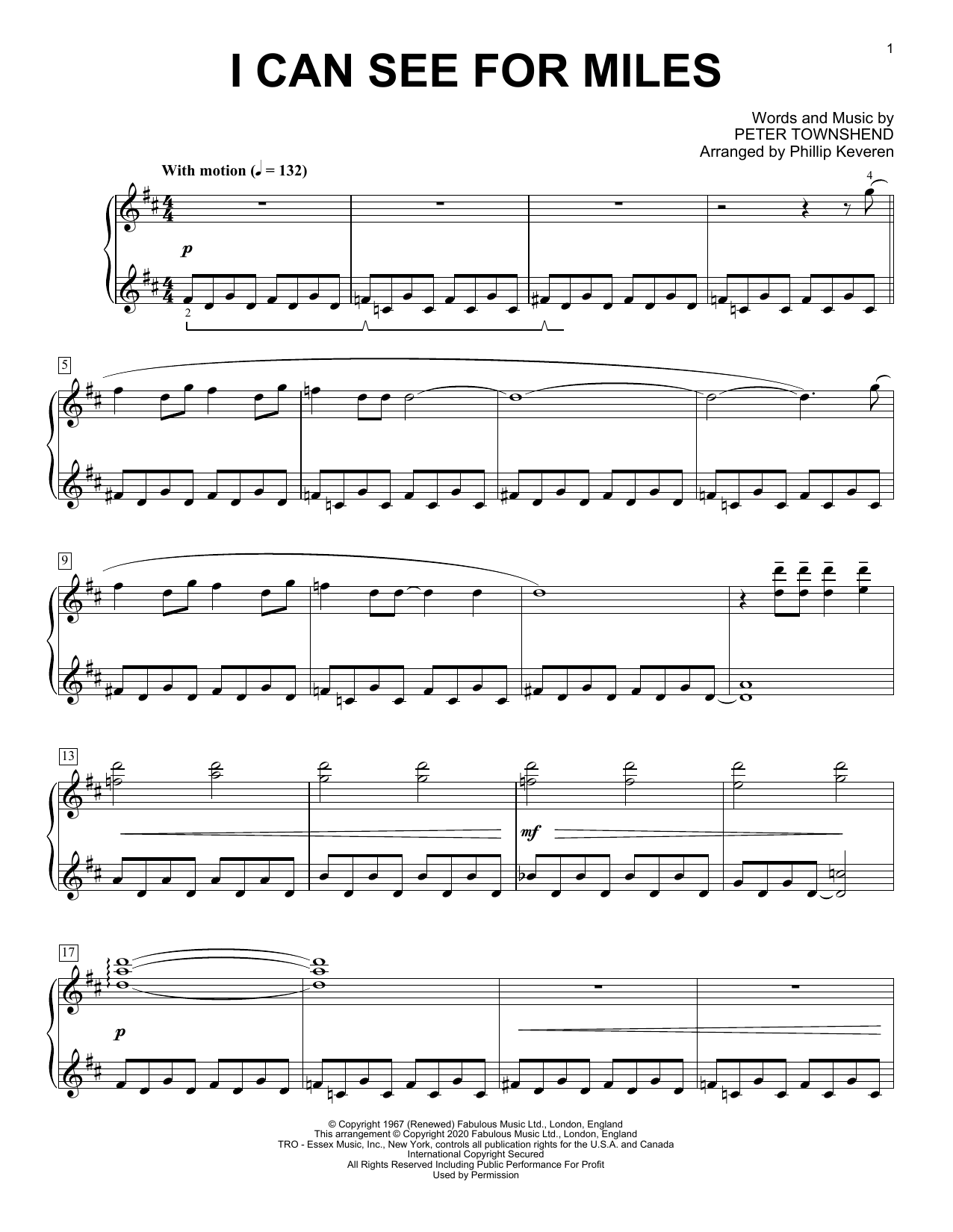 Download The Who I Can See For Miles [Classical version] Sheet Music