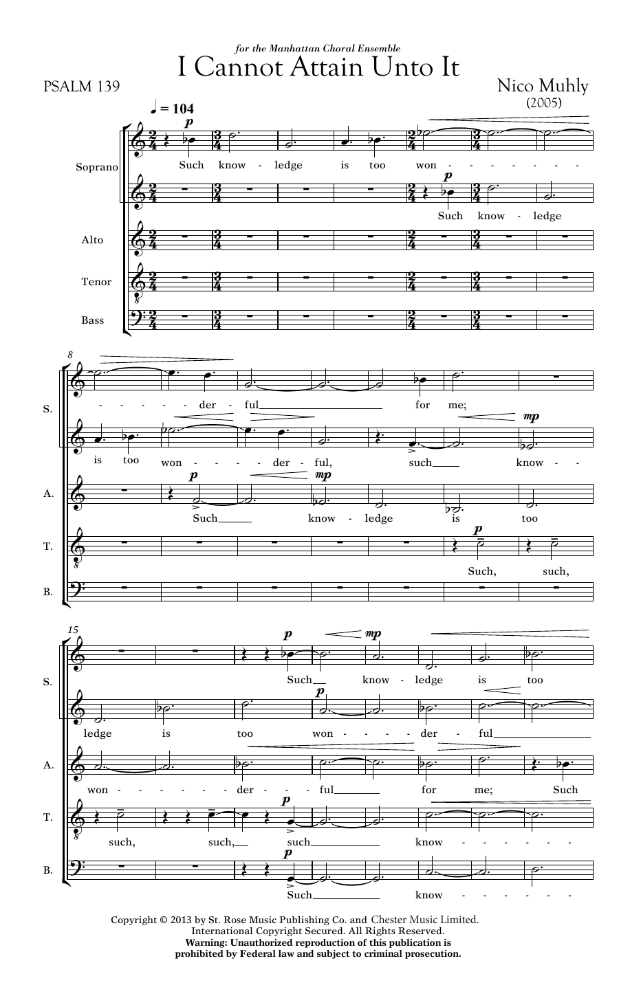 Download Nico Muhly I Cannot Attain Unto It Sheet Music
