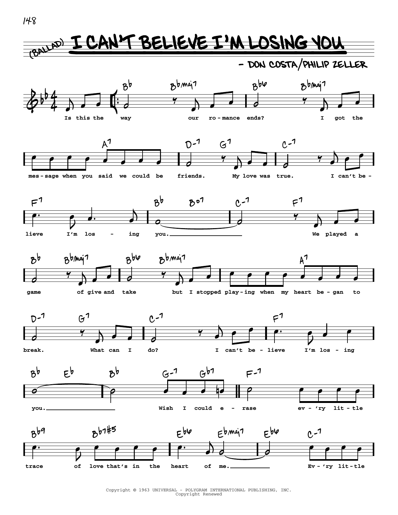 Download Frank Sinatra I Can't Believe I'm Losing You (High Vo Sheet Music