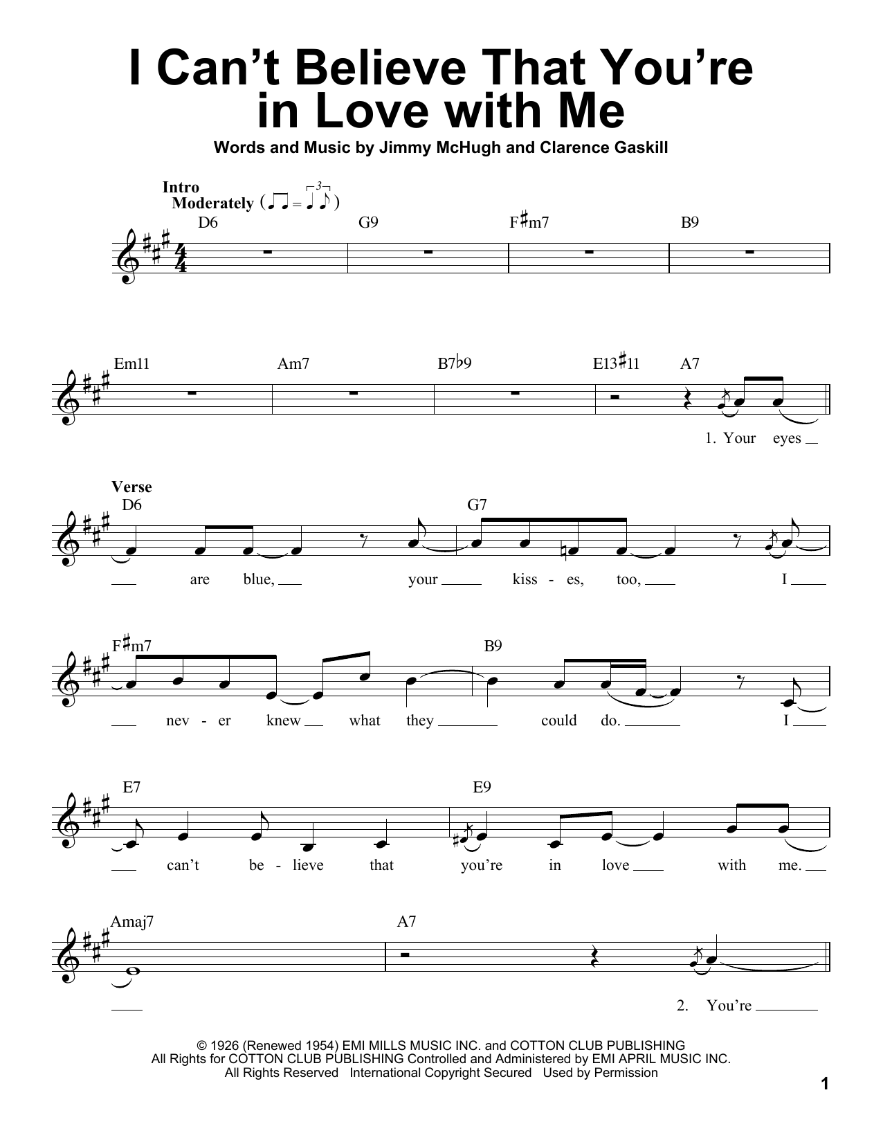 Download Jimmy McHugh I Can't Believe That You're In Love Wit Sheet Music