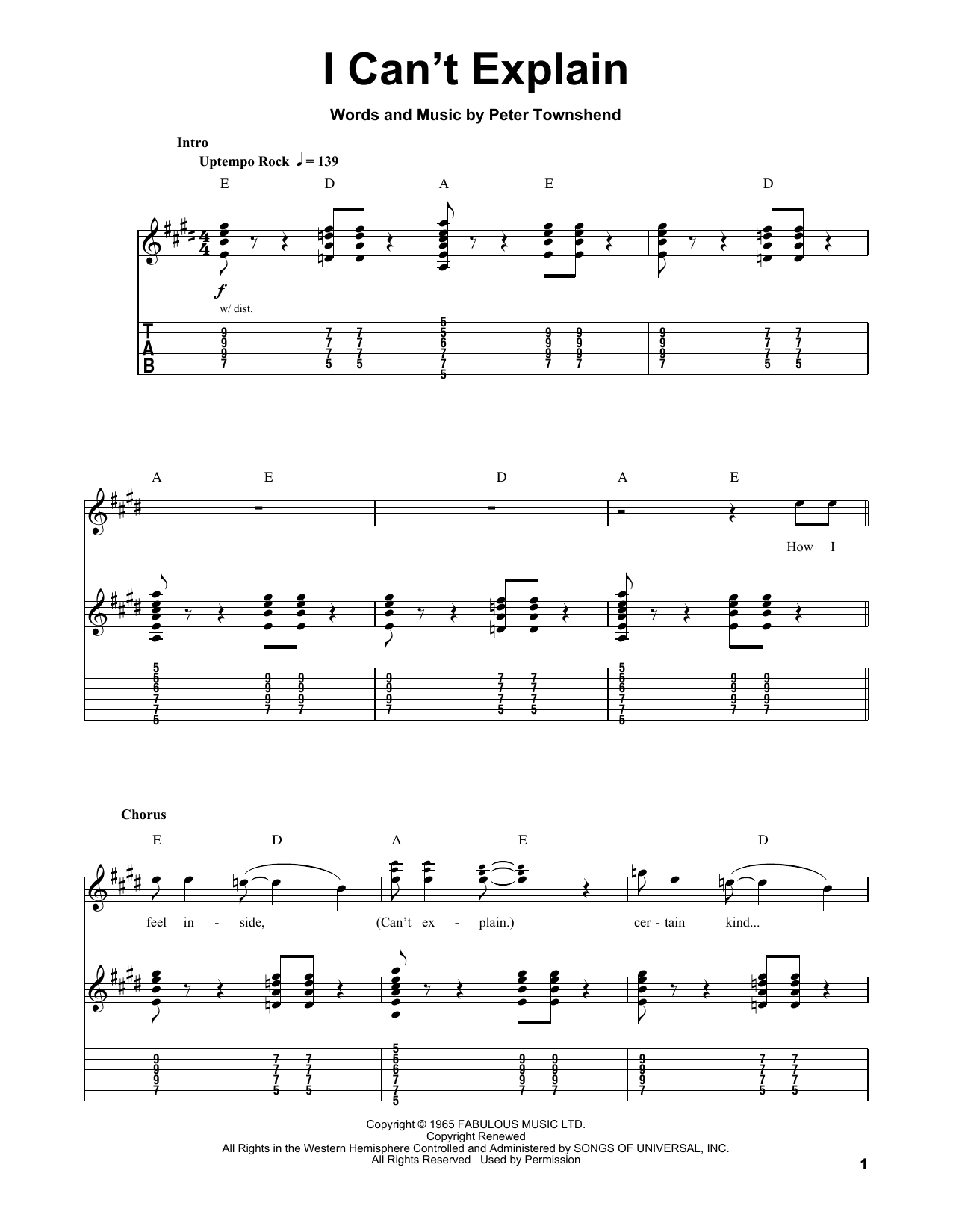 Download The Who I Can't Explain Sheet Music