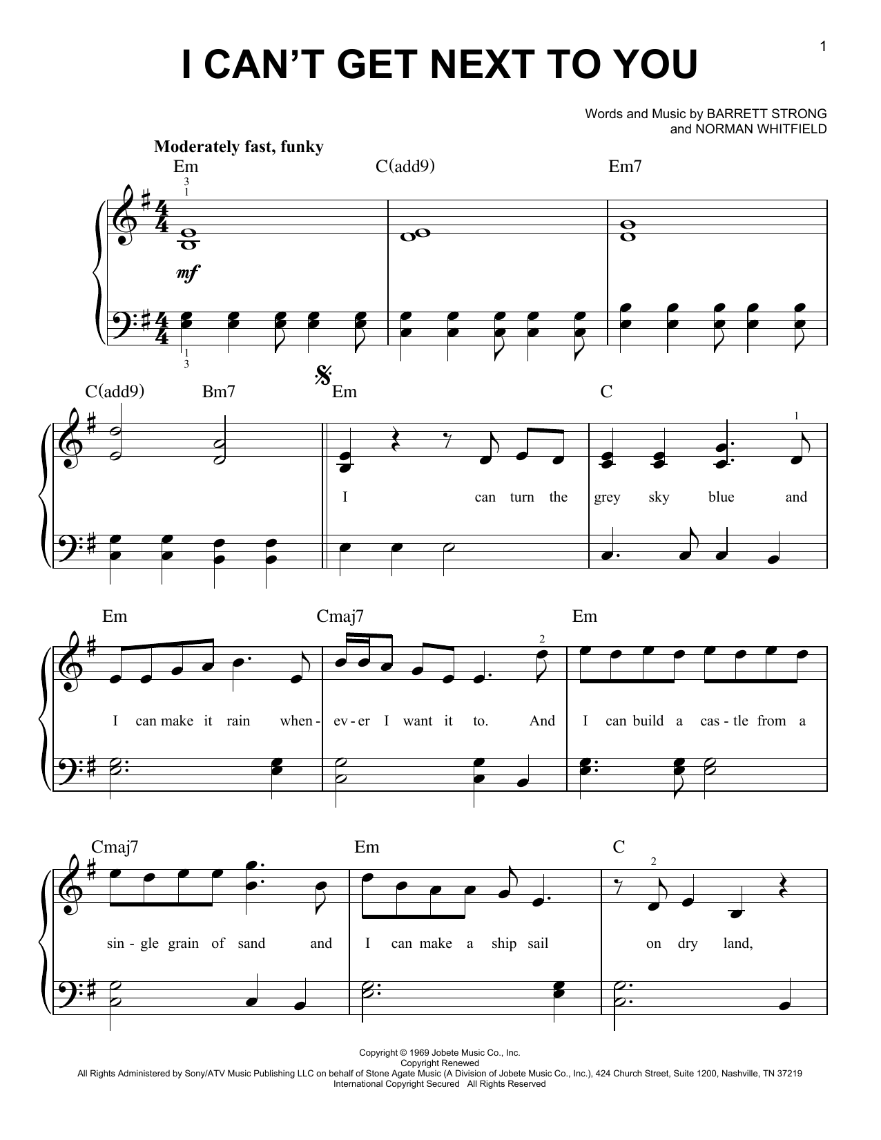 Download The Temptations I Can't Get Next To You Sheet Music