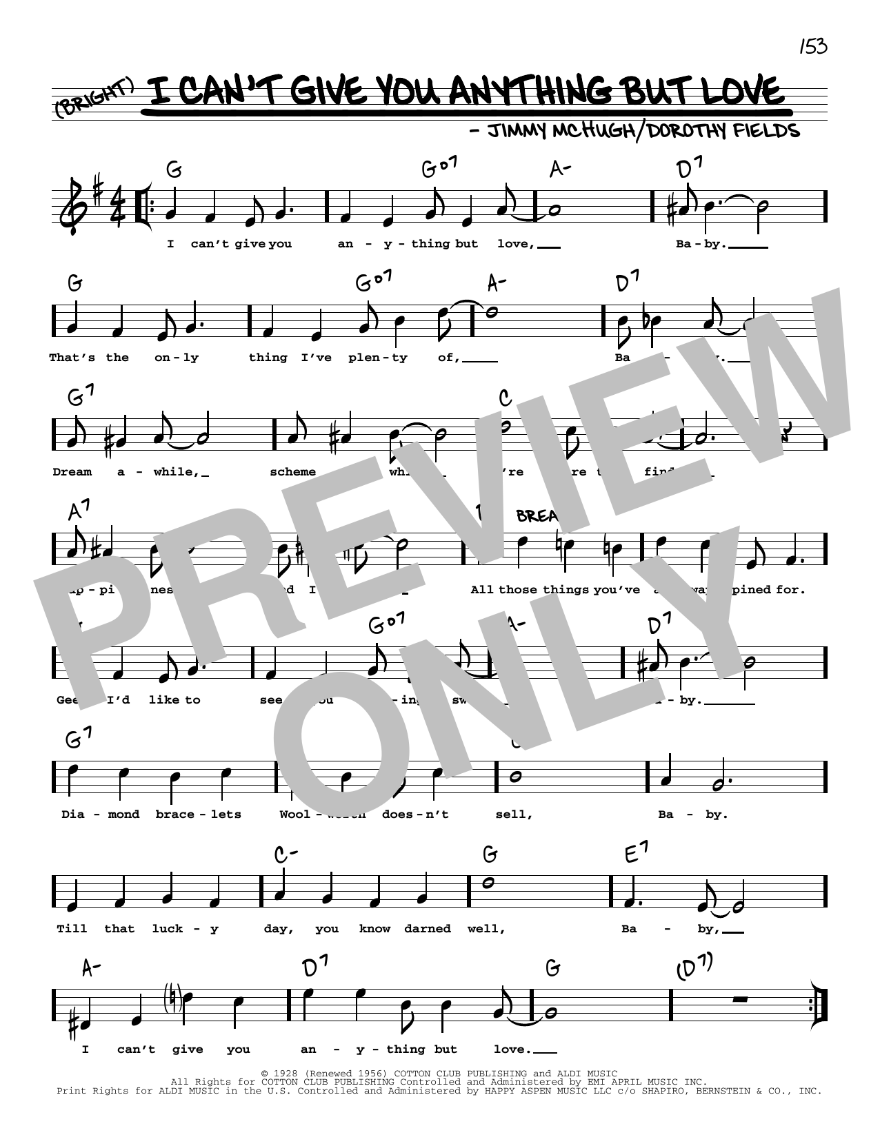Download Dorothy Fields I Can't Give You Anything But Love (arr Sheet Music