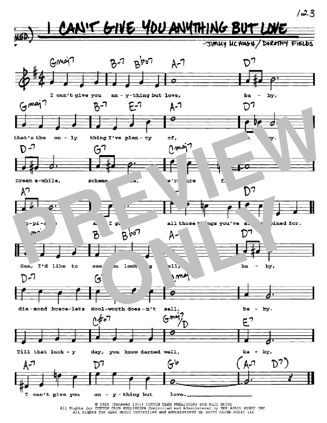 Download Dorothy Fields I Can't Give You Anything But Love Sheet Music
