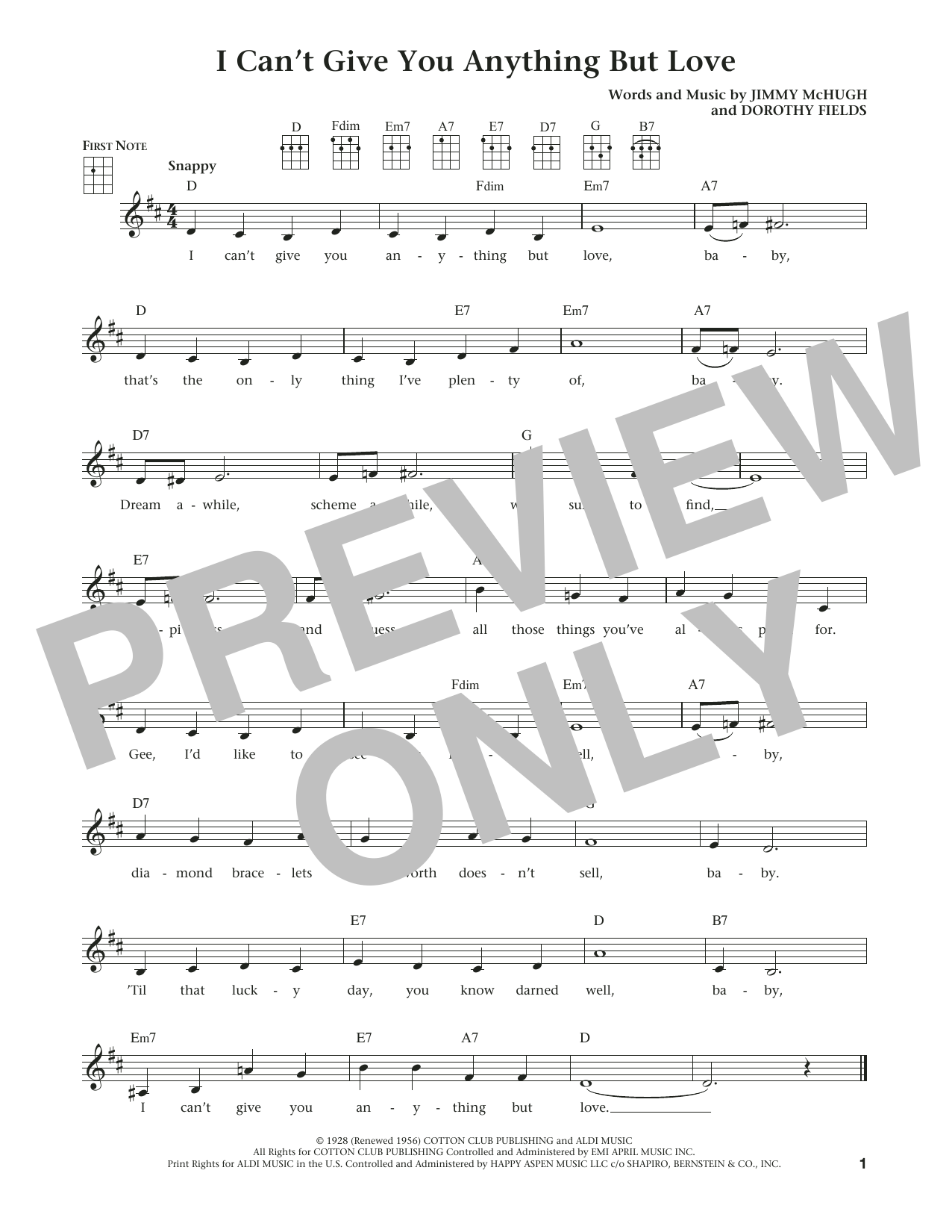 Download Dorothy Fields I Can't Give You Anything But Love (fro Sheet Music