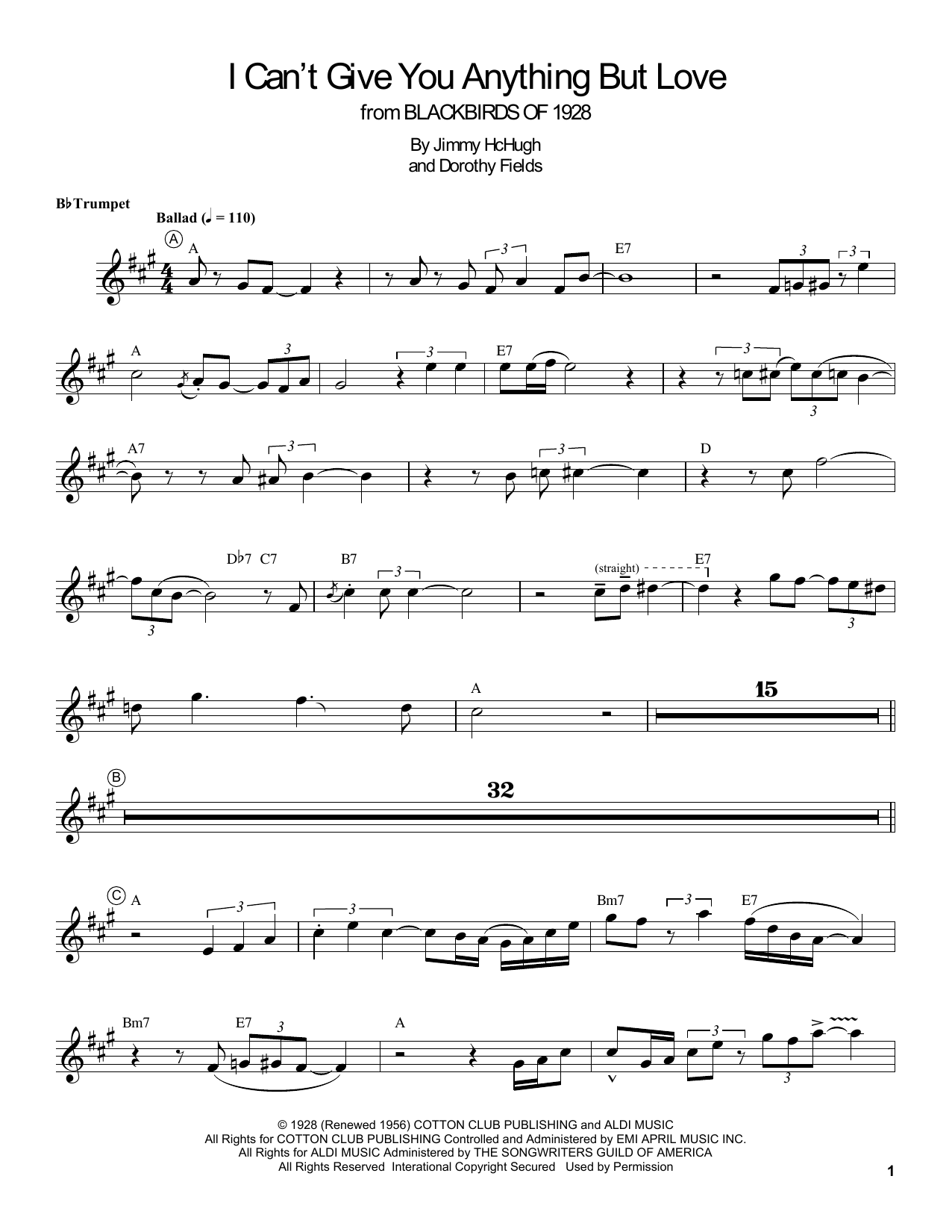 Download Louis Armstrong I Can't Give You Anything But Love Sheet Music