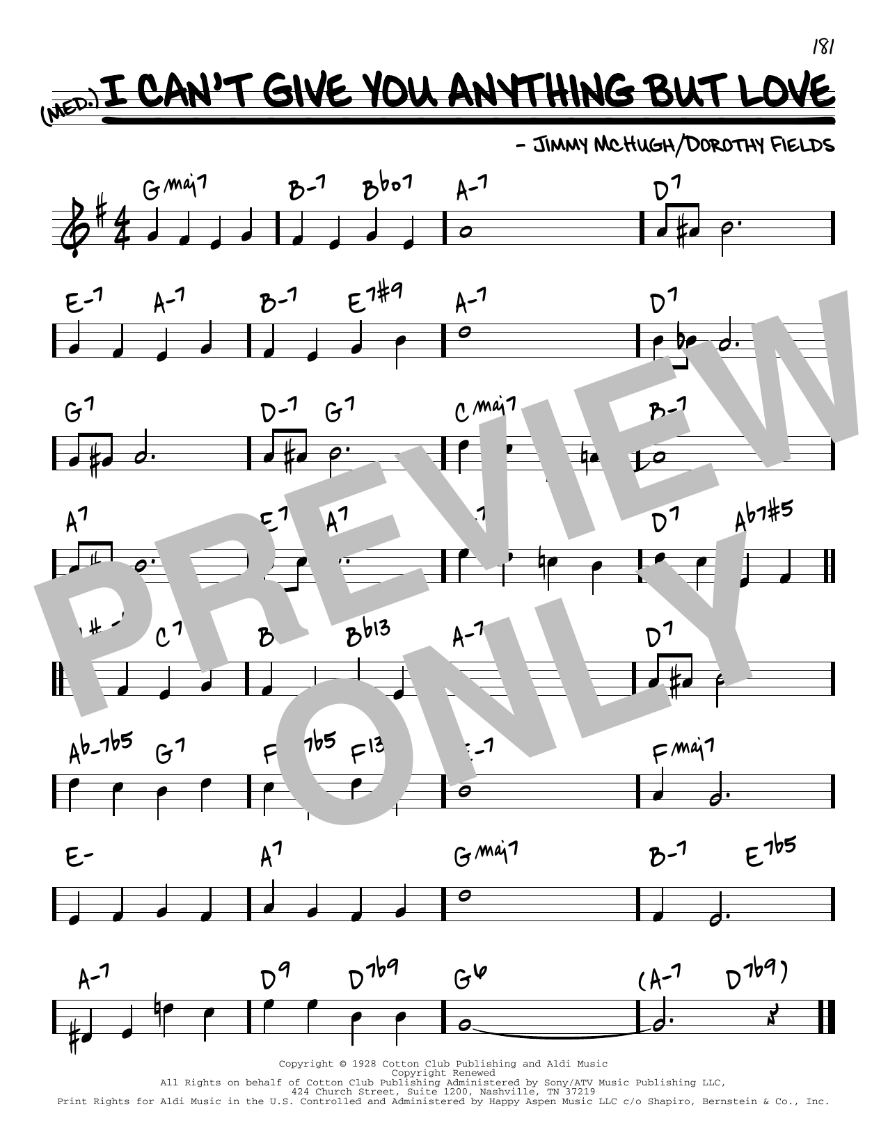 Download Jimmy McHugh and Dorothy Fields I Can't Give You Anything But Love [Reh Sheet Music