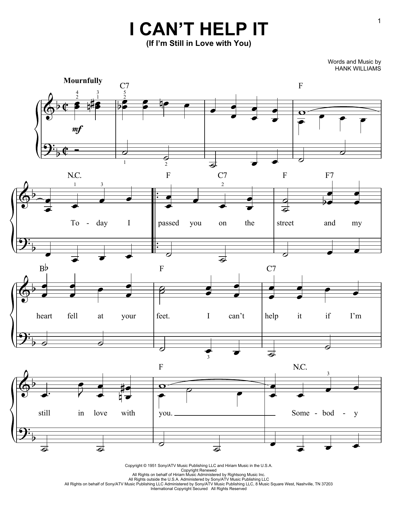 Download Hank Williams I Can't Help It (If I'm Still In Love W Sheet Music