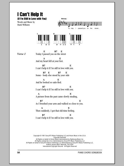 Download Hank Williams I Can't Help It (If I'm Still In Love W Sheet Music