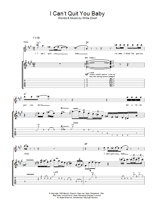 Download Led Zeppelin I Can't Quit You Baby (Coda Version) Sheet Music
