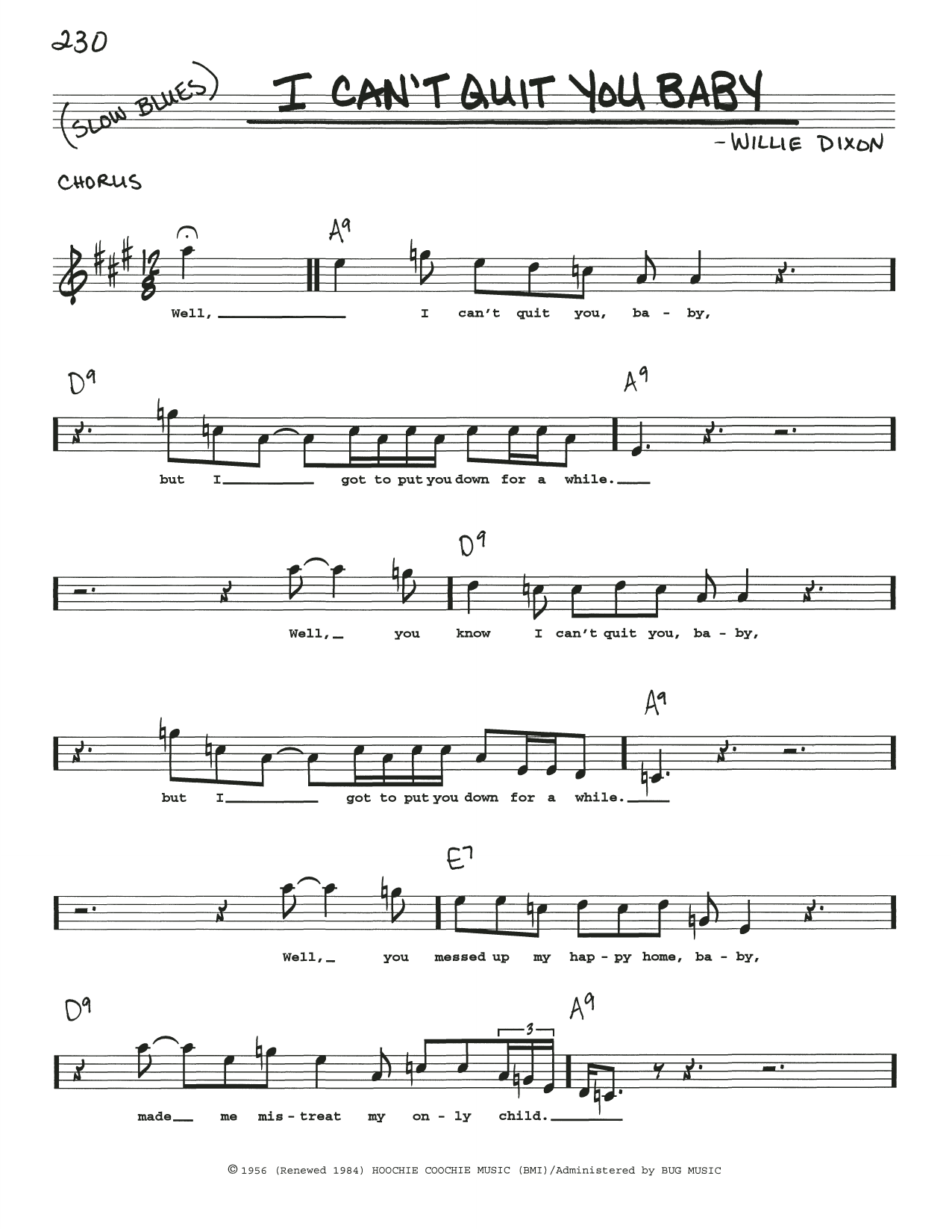 Download Otis Rush I Can't Quit You Baby Sheet Music