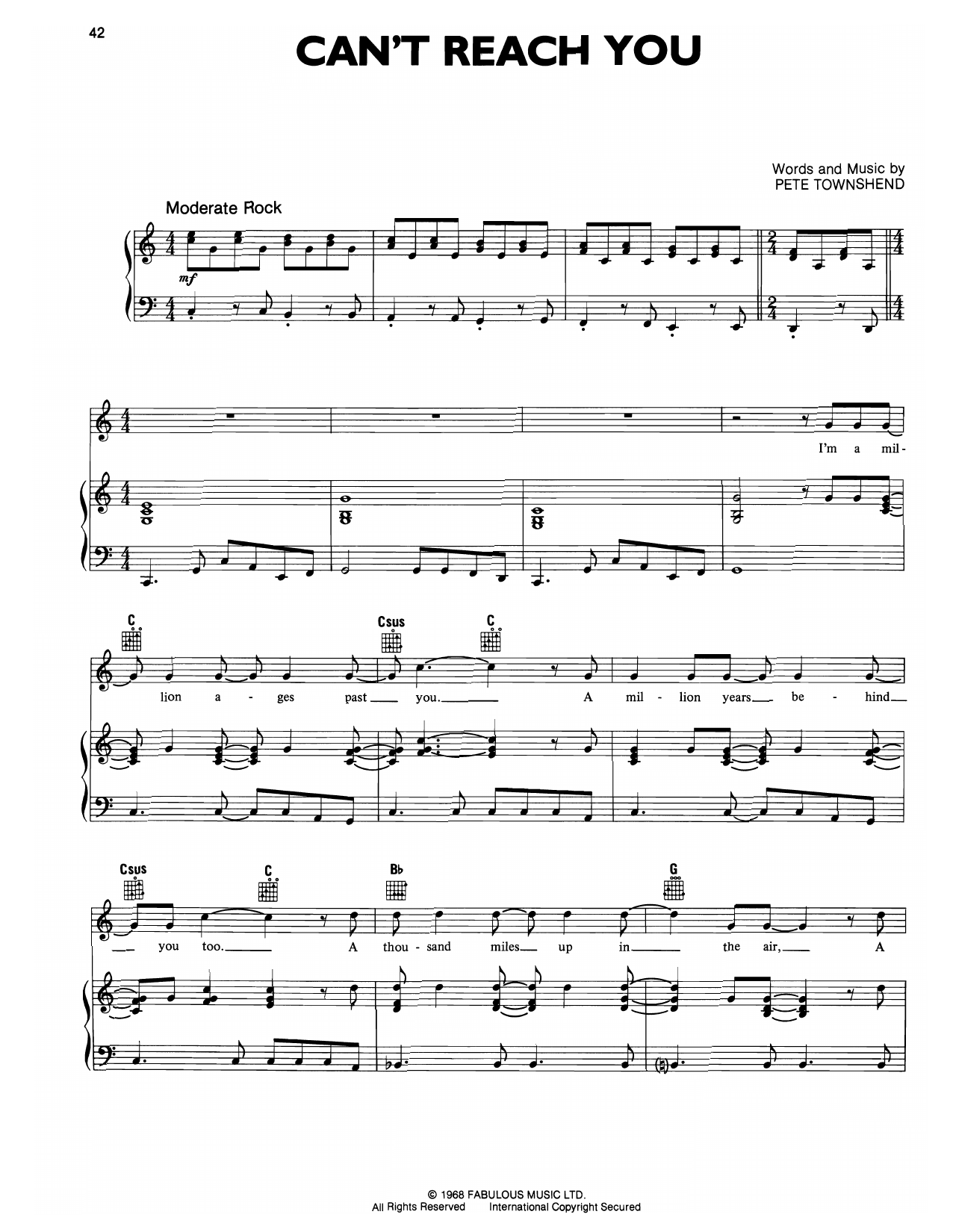 Download The Who I Can't Reach You Sheet Music