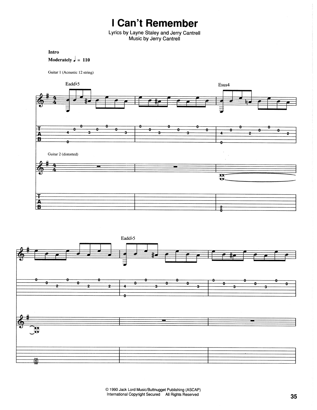 Download Alice In Chains I Can't Remember Sheet Music